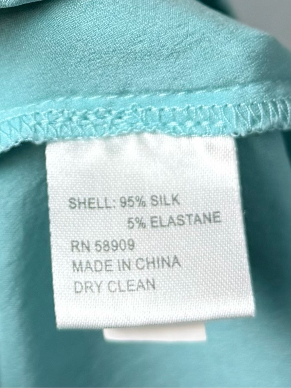 Antonio Melani Silk Blend Aqua Satin Button Front Blouse L Minimalist Coastal - Picture 7 of 8